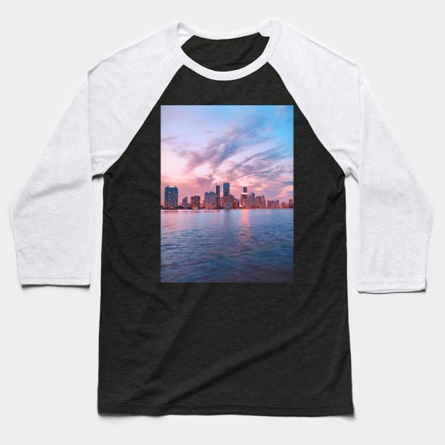 Miami Skyline Baseball T-Shirt by NewburyBoutique